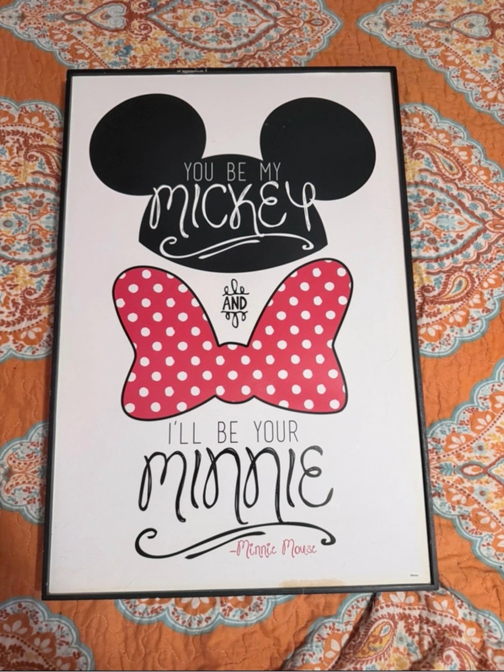 Minnie Mouse Polka Dot Bow Wall Art - Pink & Black
